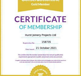 Hurst Joinery Projects Achieves Constructionline Gold Membership
